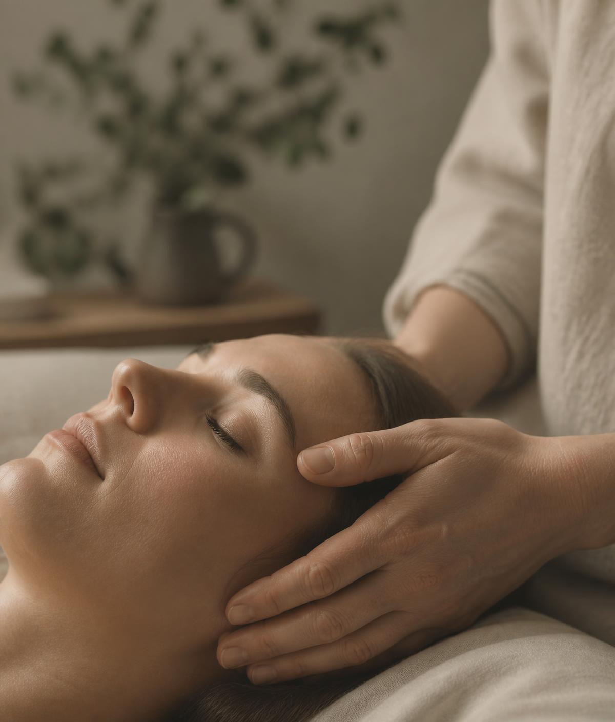Sanfte Craniosacral Behandlung am Kopf